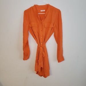 Equipment Orange Button Up Short Dress